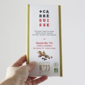 Tableta chocolate negro con arándano y jengibre bio